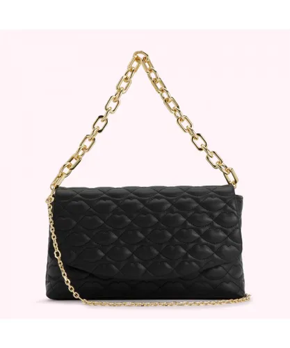 Lulu Guinness Womens BLACK QUILTED LIPS TARA CLUTCH BAG Leather - One Size