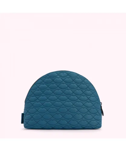 Lulu Guinness Womens INK QUILTED LIPS CRESCENT WASH BAG - Blue - One Size