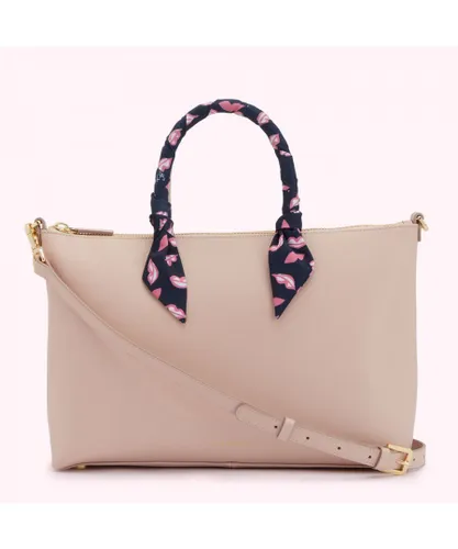 Lulu Guinness Womens PEBBLE PINK LEATHER SCARF FRANCES TOTE BAG - Beige - One Size