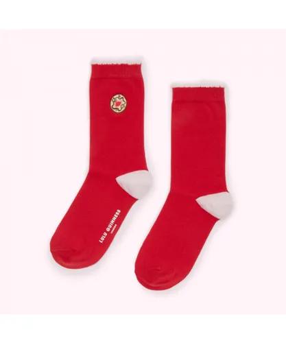Lulu Guinness Womens RED DODGER ANKLE SOCK Cotton - One