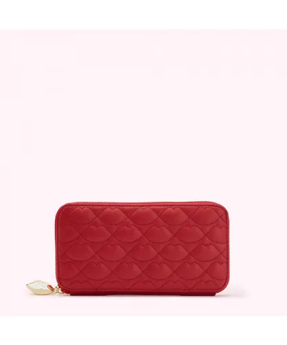 Lulu Guinness Womens RED LIP QUILTED LEATHER TANSY WALLET - One Size