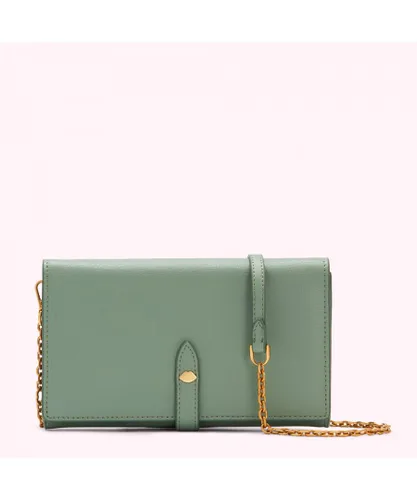 Lulu Guinness Womens SAGE JUNIPER CHAIN WALLET - Sage Green Leather - One Size