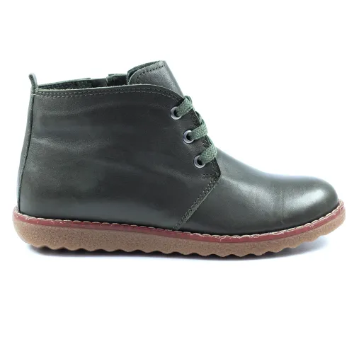 Lunar Claire Lace Up Leather Boot 3 UK Green