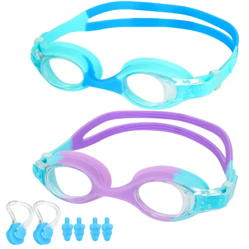 Lychico Kids Swimming Goggles (2 Pack Kids Goggles Anti-Fog