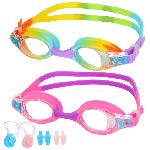 Lychico Kids Swimming Goggles (2 Pack Kids Goggles Anti-Fog