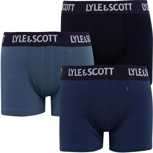 Lyle And Scott Boys Boxed Solid Three Pack Boxers China Blue
