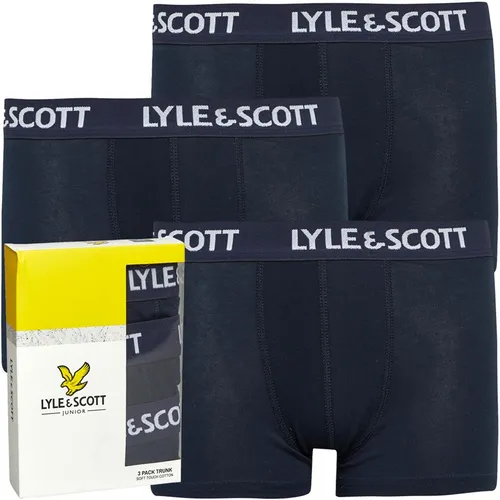 Lyle And Scott Boys Boxed Solid Three Pack Trunks Navy Blazer