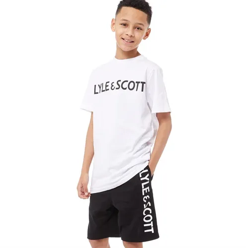 Lyle And Scott Boys Text T-Shirt And Jersey Shorts Set Bright White