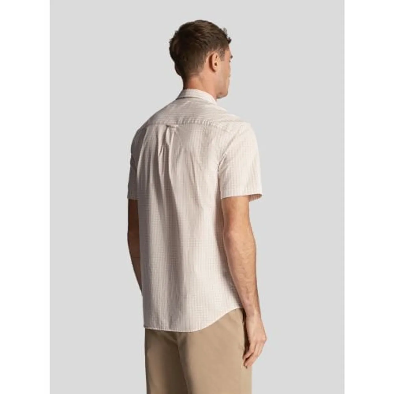 Lyle and Scott Mens Cove White Short Sleeve Slim Fit Gingham Shirt