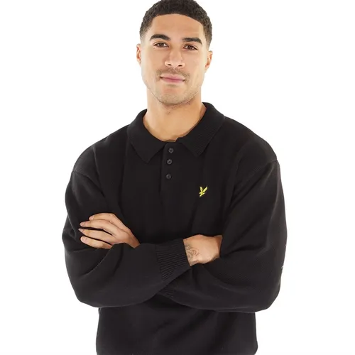 Lyle And Scott Vintage Mens Blousson Knitted Polo Jet Black