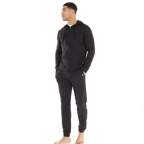 Lyle And Scott Vintage Mens Earl Hoodie And Joggers Lounge Set Jet Black