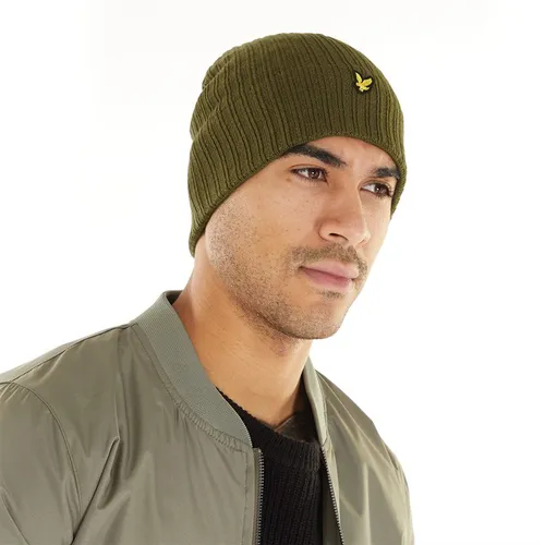 Lyle And Scott Vintage Mens Knitted Ribbed Beanie Olive