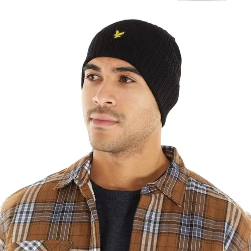 Lyle And Scott Vintage Mens Knitted Ribbed Beanie True Black