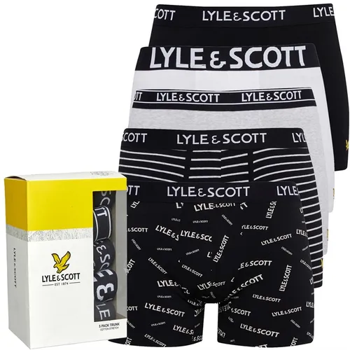 Lyle And Scott Vintage Mens Knox Five Pack Boxers Black/Light Grey Marl/AOP/Bright White/Black