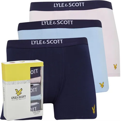Lyle And Scott Vintage Mens Nathan Three Pack Boxers Chambray Blue/Light Lilac/Peacoat