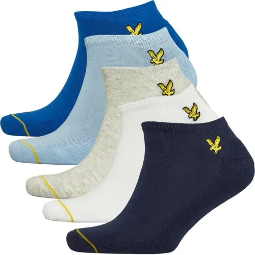 Lyle And Scott Vintage Mens Ruben Five Pack Trainer Socks Peacoat/Nautical Blue/Grey/Chambray Blue/White