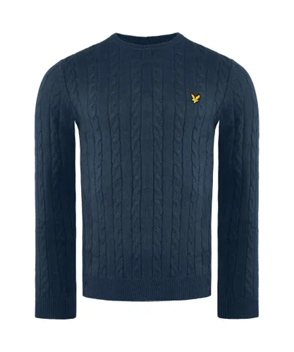 Lyle & Scott Cable Mens Navy Sweater Wool