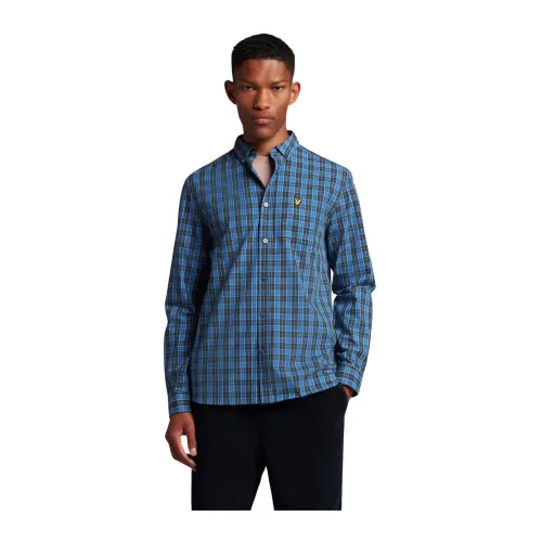 Lyle & Scott , Check Poplin Shirt - Dark Navy / Bright Blue ,Multicolor male, Sizes: