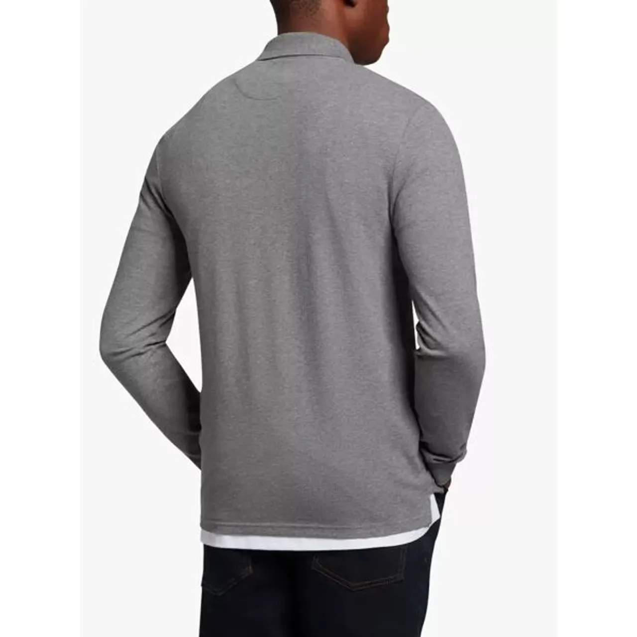 Lyle & Scott Long Sleeve Polo Shirt - T28 Mid Grey Marl - Male