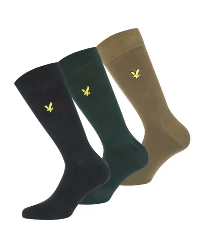 Lyle & Scott Mens And Angus 3 Pack Socks in black green - Multicolour Cotton