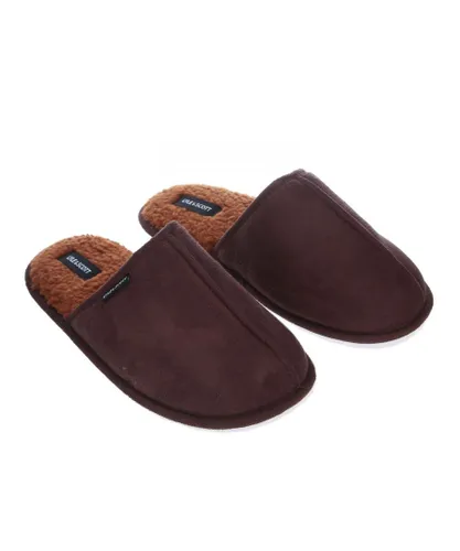 Lyle & Scott Mens And Layton Mule Slipper in Brown Textile