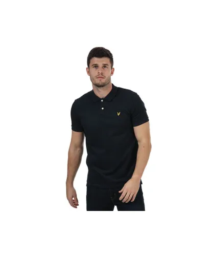 Lyle & Scott Mens And Oxford Tipped Polo Shirt in Navy Cotton