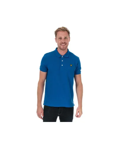 Lyle & Scott Mens And Plain Polo Shirt in Blue Cotton