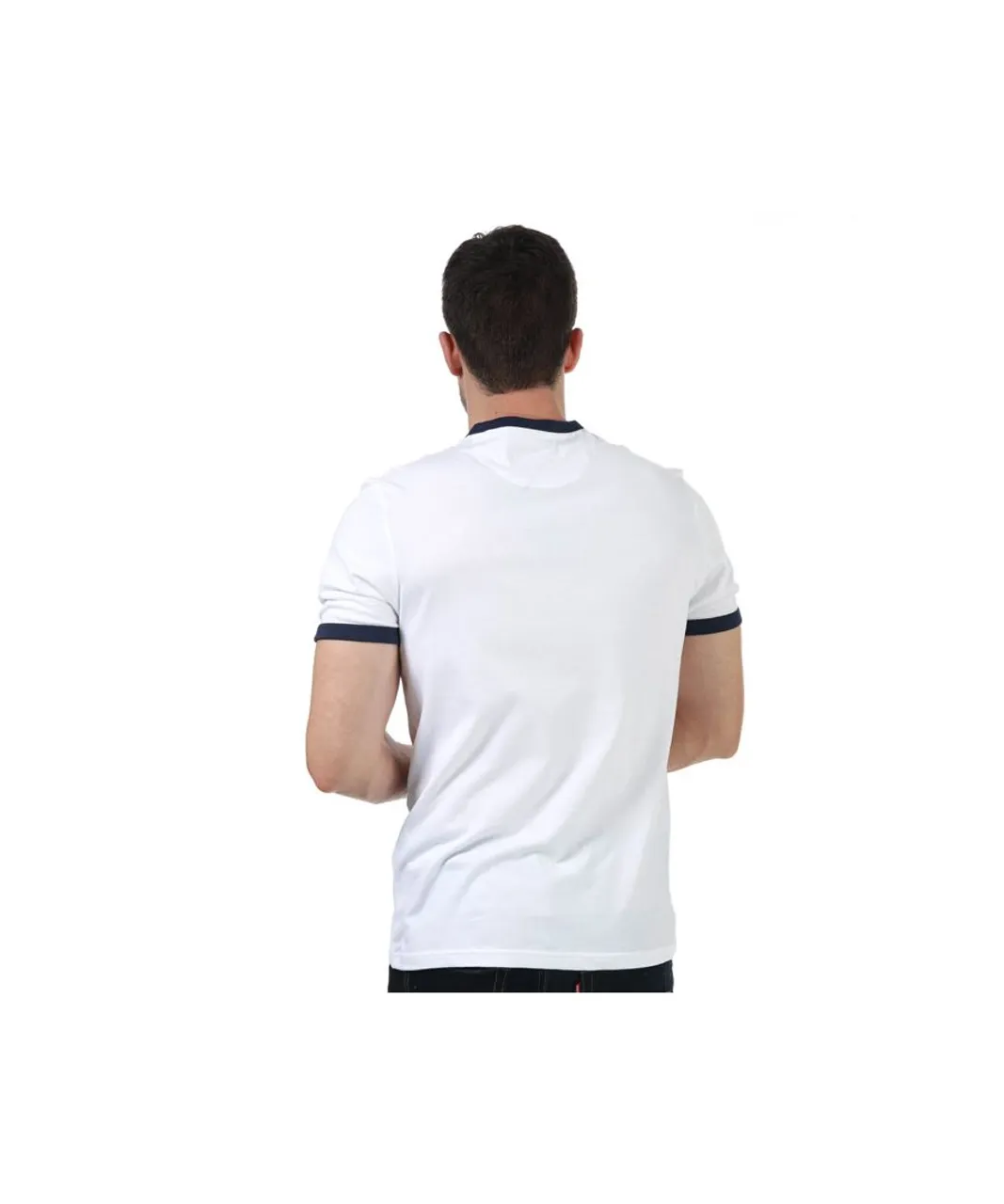 Lyle & Scott Mens And Ringer T-Shirt in White Navy - Blue & White Cotton