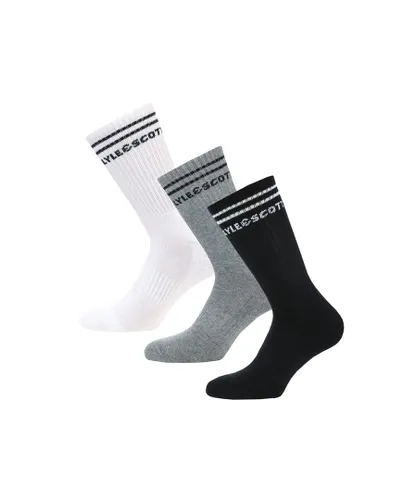 Lyle & Scott Mens And Walter 3 Pack Socks in Black Grey White Cotton