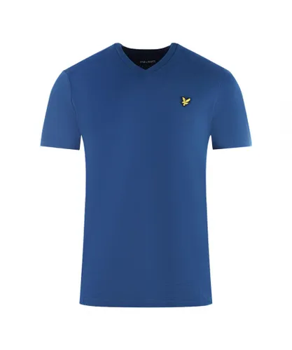 Lyle & Scott Mens Brand Logo Blue V-Neck T-Shirt