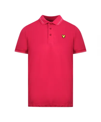 Lyle & Scott Mens Cranberry Branded Collar Polo Shirt - Red