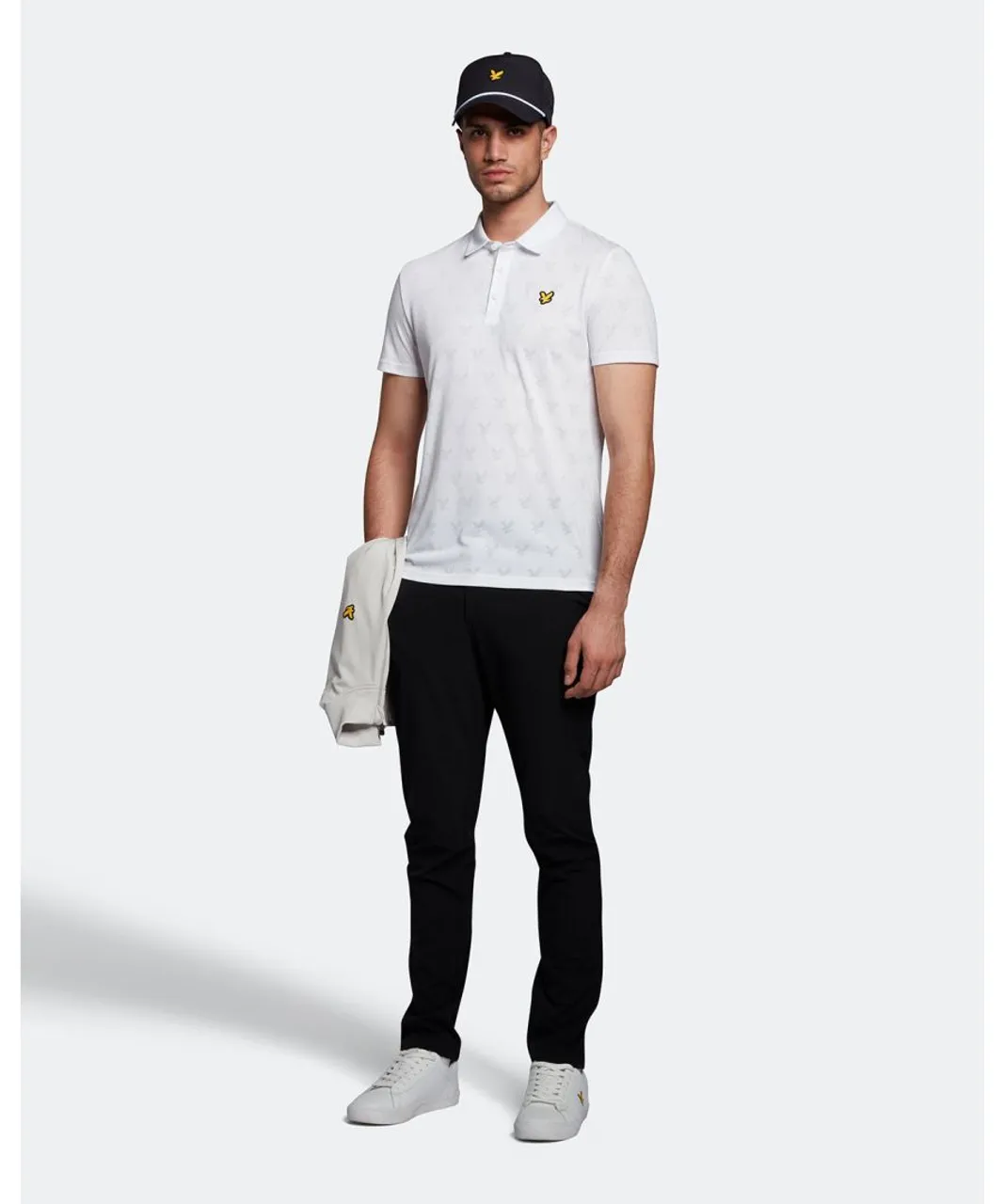 Lyle & Scott Mens Golf Jacquard Polo Shirt in White