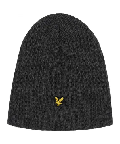 Lyle & Scott Mens Knitted Ribbed Beanie in Grey - One