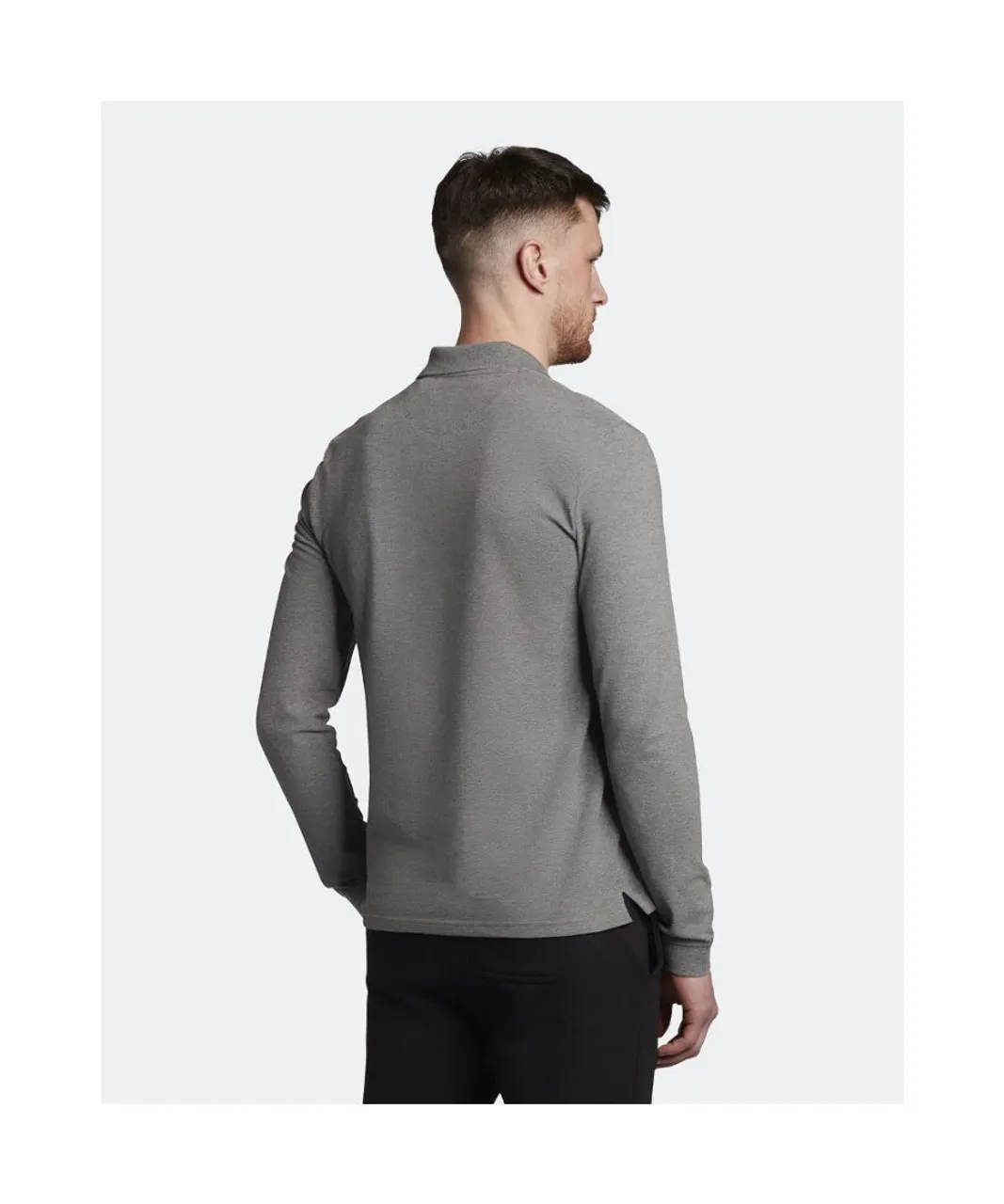 Lyle & Scott Mens Long Sleeve Collared Polo Shirt - Grey Cotton