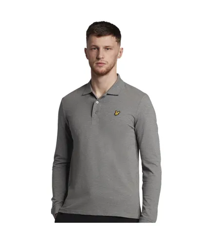 Lyle & Scott Mens Long Sleeve Collared Polo Shirt - Grey Cotton