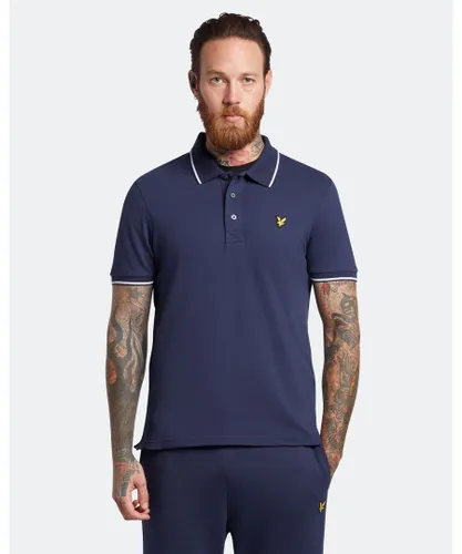 Lyle & Scott Mens Tipped Polo Shirt in Navy Cotton
