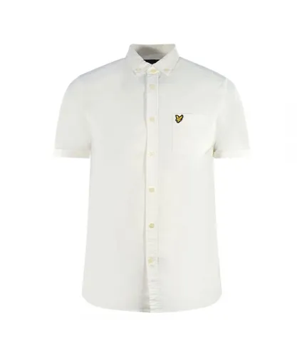 Lyle & Scott Mens White Short Sleeved Casual Oxford Shirt