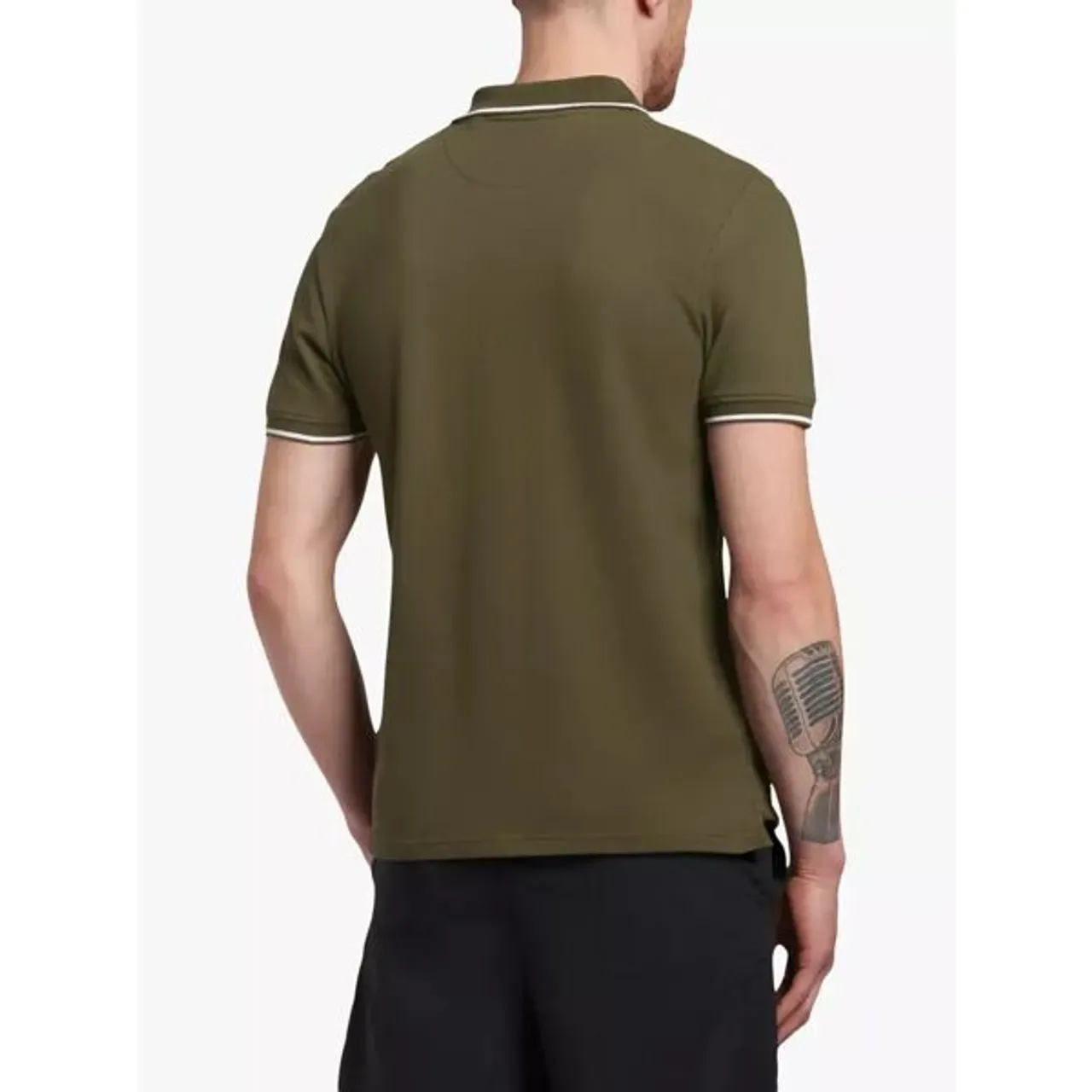 Lyle & Scott Short Sleeve Tipped Polo Shirt - W536 Olive/White - Male