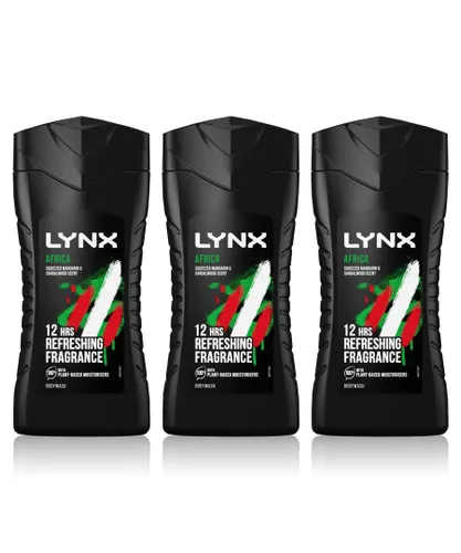 Lynx Mens Africa 12-H Refreshing Fragrance Shower Gel Body Wash for Men, 3x225ml - One Size