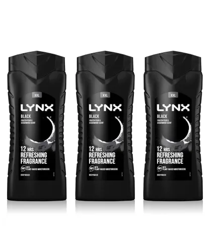 Lynx Mens Black 12H Refreshing Energy Boost Shower Gel Bodywash, 3x 500ml - One Size
