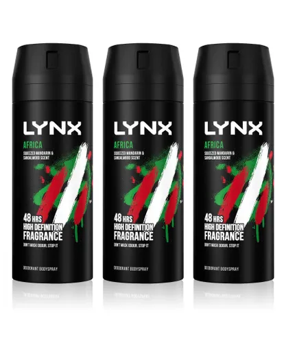 Lynx Mens Body Spray Africa 48-H High Definition Fragrance Deo For Men, 3x150ml - NA - Size 150 ml