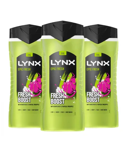 Lynx Mens Epic Fresh Shower Gel Grapefruit & Tropical Pineapple Scent 500ml, 3 Pack - NA Silk - One Size