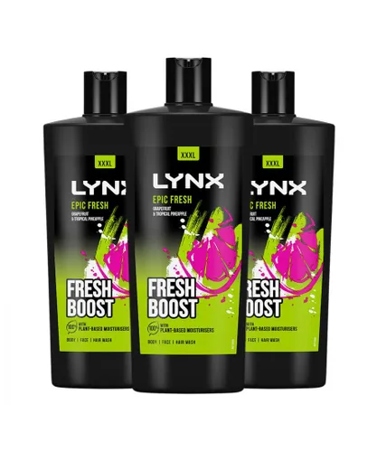 Lynx Mens Epic Fresh Shower Gel Grapefruit & Tropical Pineapple Scent 700ml, 3 Pack - NA Silk - One Size