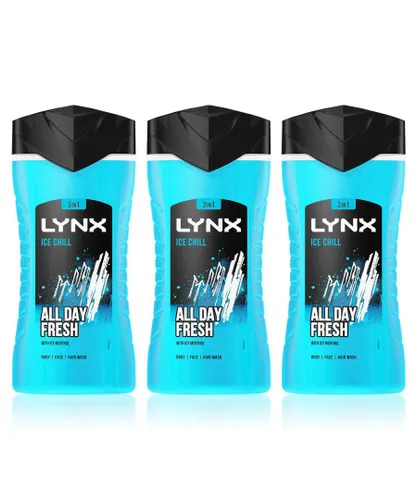 Lynx Mens Ice Chill 12-H Refreshing Fragrance Shower Gel Body Wash for Men, 3x225ml - NA - One Size