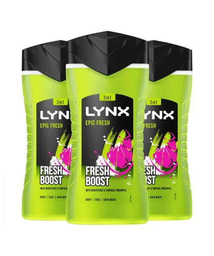 Lynx Mens Shower Gel Epic Fresh Grapefruit & Tropical Pineapple Scent 225ml, 3 Pack - NA - One Size
