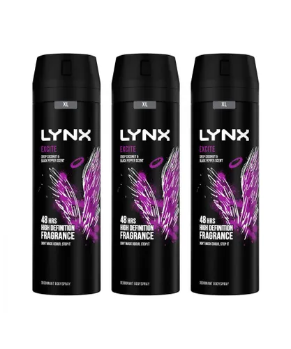 Lynx Mens XL 48-H High Definition Fragrance Excite Body Spray Deodorant 3 Pack, 200ml - One Size