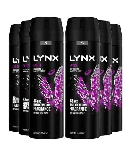 Lynx Mens XL 48-H High Definition Fragrance Excite Body Spray Deodorant 6 Pack, 200ml - Black Lace - One Size