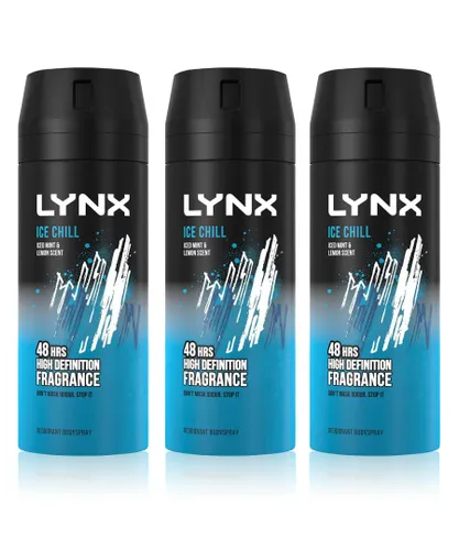 Lynx Mens XL Ice Chill 48H Fresh Iced Mint & Lemon Scent Body Spray Deodorant,3x200ml - NA - Size 150 ml