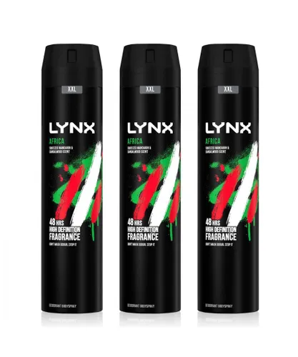 Lynx Mens XXL Africa 48-Hour High Definition Fragrance Body Spray Deodorant, 3x250ml - NA - One Size