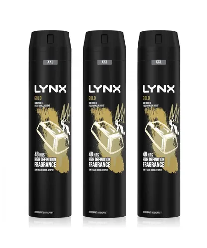 Lynx Mens XXL Gold 48-Hour High Definition Fragrance Body Spray Deodorant, 3x250ml - One Size